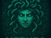 Digitales Kunstwerk eines Frauengesichts mit leuchtenden Augen und Schlangenhaaren, das an Medusa erinnert und die Tarnung der Medusa-Ransomware verkörpert. Der Hintergrund zeigt ein Leiterplattendesign mit Binärzahlen, das Mythologie und Technologie nahtlos miteinander verbindet.